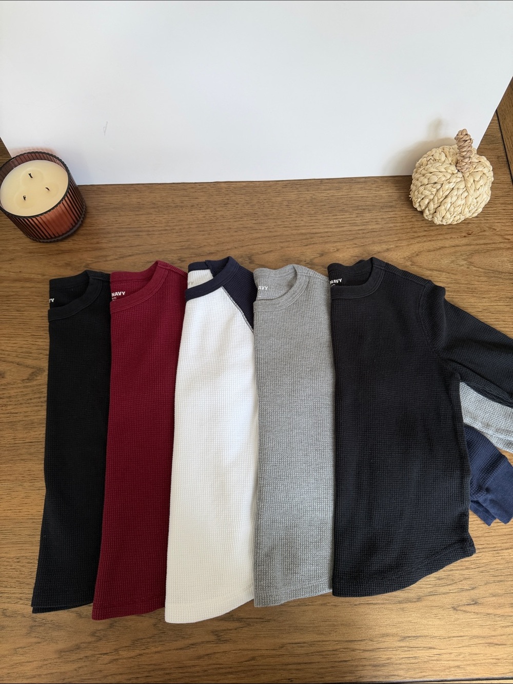 Old Navy Kids Long Sleeve Thermal Tees - Black, Burgundy, White, Gray, Navy